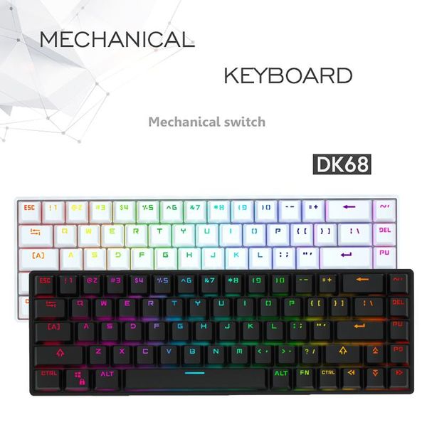 

dk68 bluetooth wireless dual mode68 keys rgb led backlight mechanical keyboard gaming keyboards for tablet deskmechanical