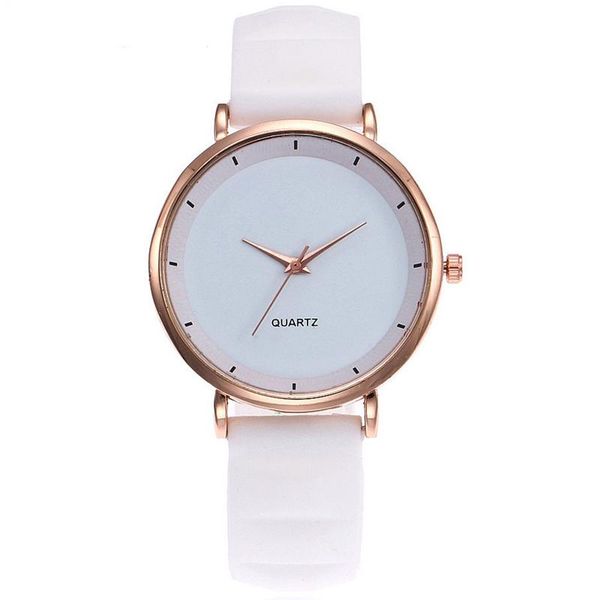

wristwatches ly women quartz watch soft silicone strap simple round dial birthday gifts dod886, Slivery;brown