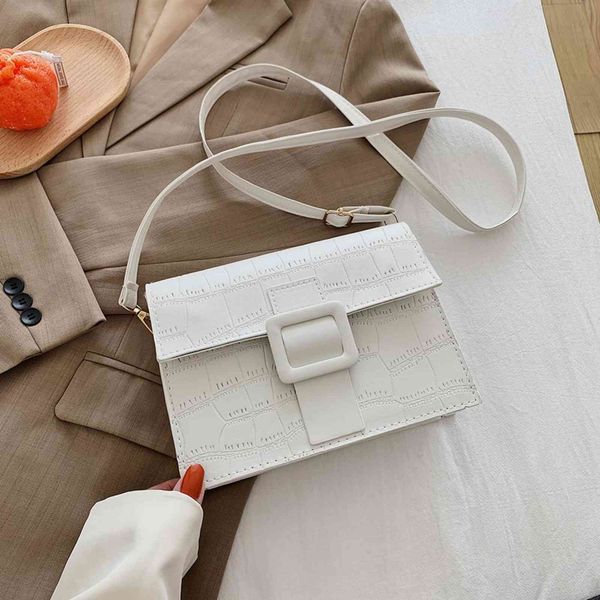 Steen Patent White Crossbody Tasks for Women 2021 Borsa a mano piccola in pelle Tas Pu Ladi Digner Bella shopping bagVKX1