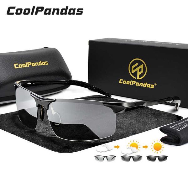 

sunglasses 2021 aluminum rimless pochromic men polarized day night driving glasses chameleon anti-glare gafas de sol hombre, White;black
