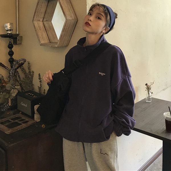 

2021 Top quality Stand Collar Purple Women Fleece Coats Veet Spring Autumn Female Hoodies Sport Suits R3QV, Black;brown