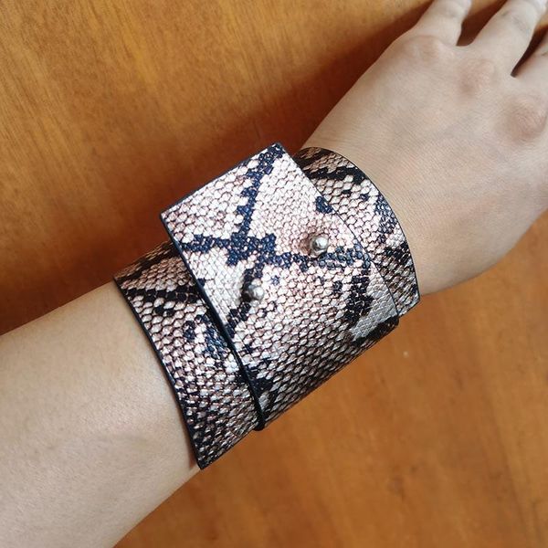 

tennis totabc crack snake leather bracelet women jewelry wrap bangle female accessories gothic jewellery wholesale, Golden;silver