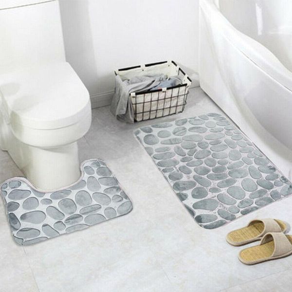 

carpets bathroom memory foam rug kit toilet bath non-slip mats floor carpet set mattress for decor solid color