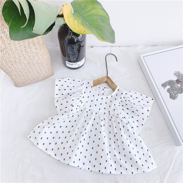 

shirts girls blouse summer kids print clothes 1-6y, White;black