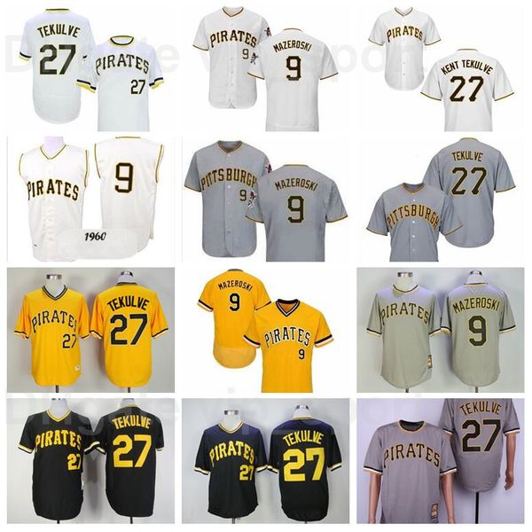 

vintage baseball retire 27 kent tekulve jersey 9 bill mazeroski cooperstown pullover pinstripe stitched cool base 1960 1962 1971 retro, Blue;black