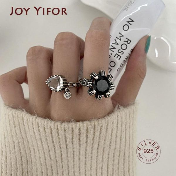 

cluster rings 925 sterling silver love engagement fashion vintage punk water drop geometric party jewelry gifts for women, Golden;silver