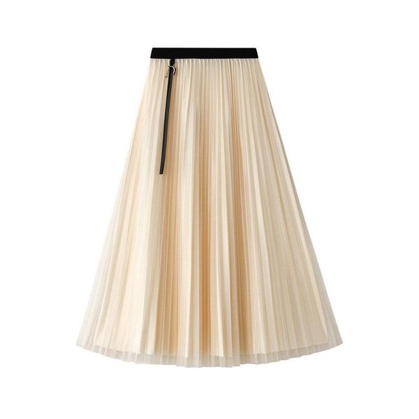

skirts 2021 women summer skirt high waist boho elegant mesh femme faldas jupe saia inside two way wear spring clothes, Black