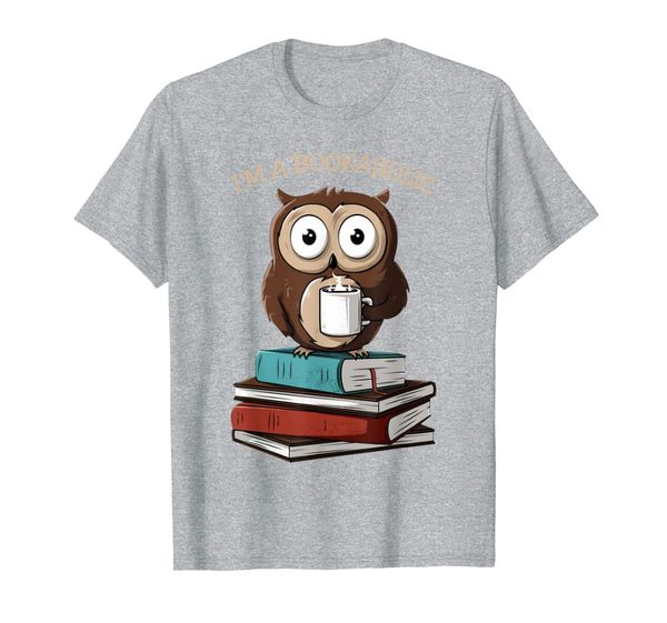 

i'm a bookaholic tshirt owl coffee gift, White;black