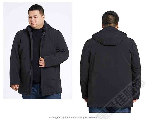 

men's down & parkas 10xl 9xl 8xl the winter jacket middle age men plus thjck warm coat men's casual hooded size 4xl 5xl 6xl g0nj#, Black