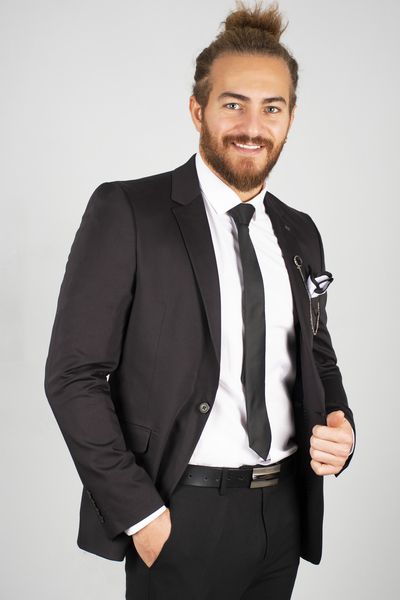 

black male luxury blazer coat suit jacket tight-fitting mould single button double slash four seasons daily groom business 2002278 00xu, White;black