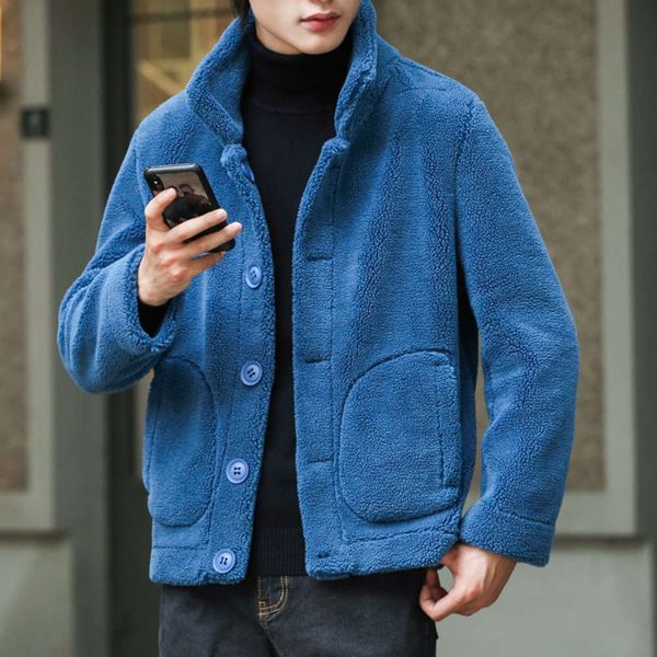 

large jacket leather sheep sheared cashmere men's fur one cotton padded coat thickened double-sided wear stylewinter, Black;brown