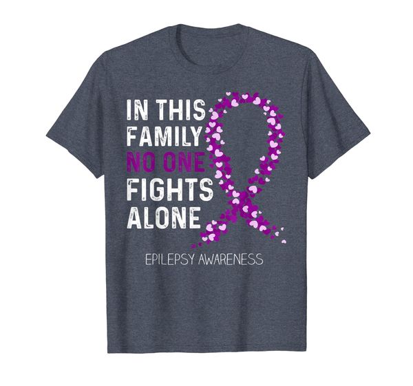 

in this family no one fights alone epilepsy shirt, White;black