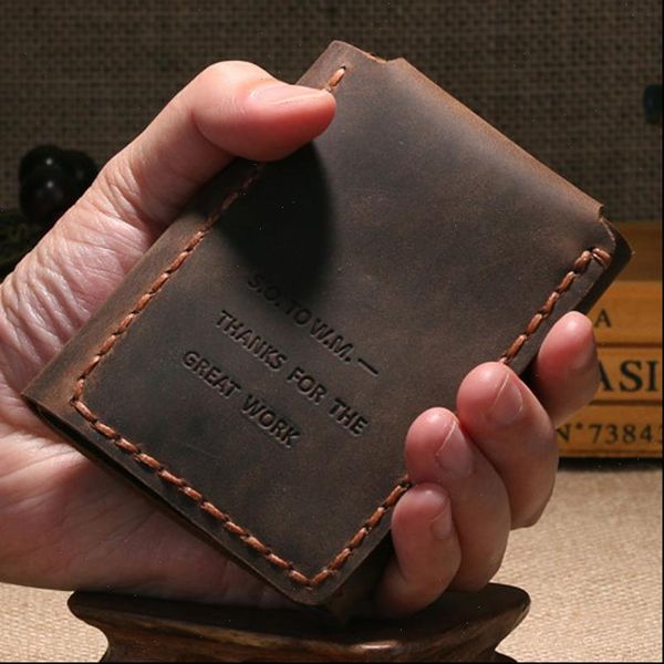 

secret walter mitty wallet men genuine leather vintage crazy horse male purse money bag coin, Red;black