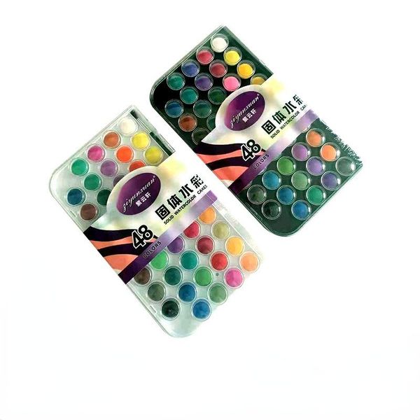 

gift sets 2021 art supplies 48-color plastic box solid powder watercolor paint set portable sketch painting paints