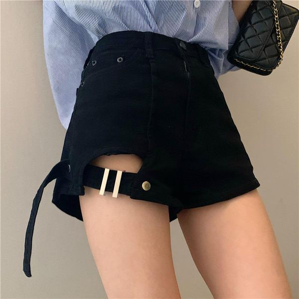 

women's jeans women high waist black wide-legged shorts spring 2021 irregular loose-fitting a-word pants baggy, Blue