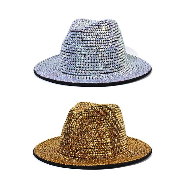 

wide brim hats fashion shiny rhinestone british retro hat jazz at outdoor casual h05d, Blue;gray