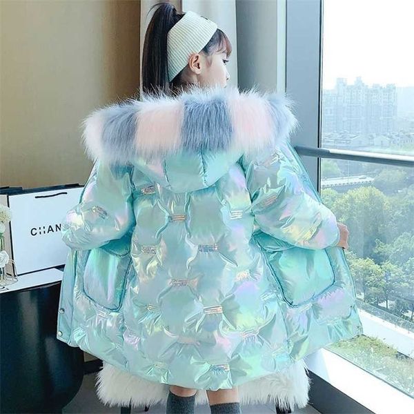 

3-14 year old girl jacket winter girl bright stitching wear-resistant windproof and rainproof thick warm down padded coat 211203, Blue;gray