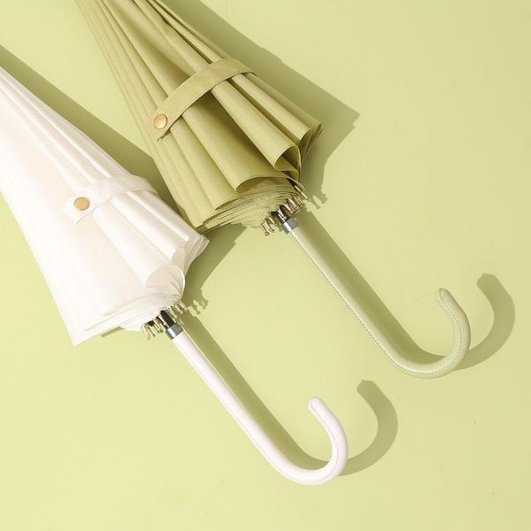 

umbrellas creativeand simple straight umbrella long handle solid color japanese small freshleather umbrellastraight
