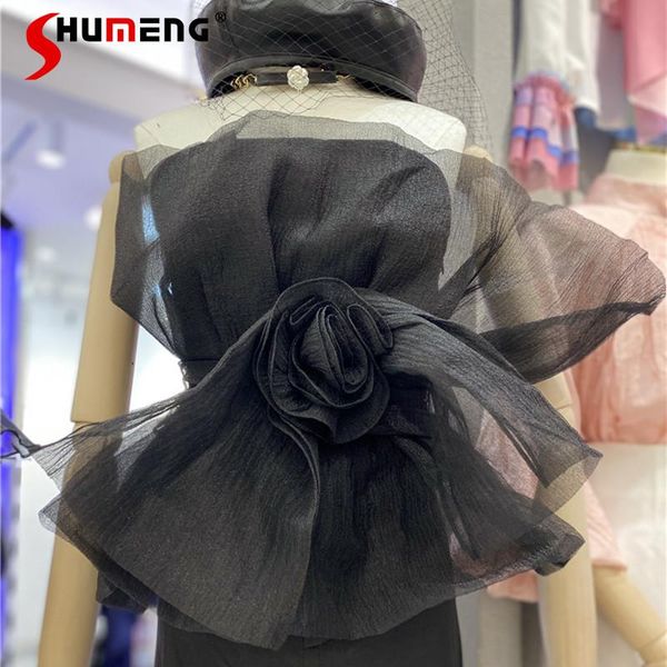 

women's tanks & camis 2021 spring and summer french off-shoulder slim fit slimming mesh rose tube top, White