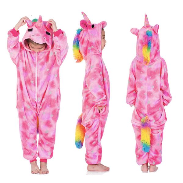 

2021 new kids children girls unicorn pajamas sleepwear winter clothing flannel jidx, Blue;red