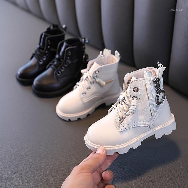 

kids boots 2021 snow for children girls leather winter shoes short ankle boot sjh0041, Black;grey
