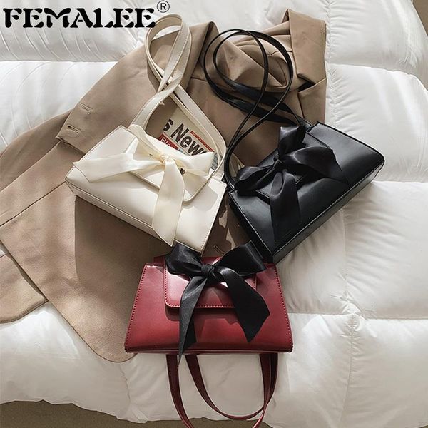 

shoulder bags fashion designer ribbons decorate women handbags high sense pu leather solid tote trendy brand messenger bolsa sac