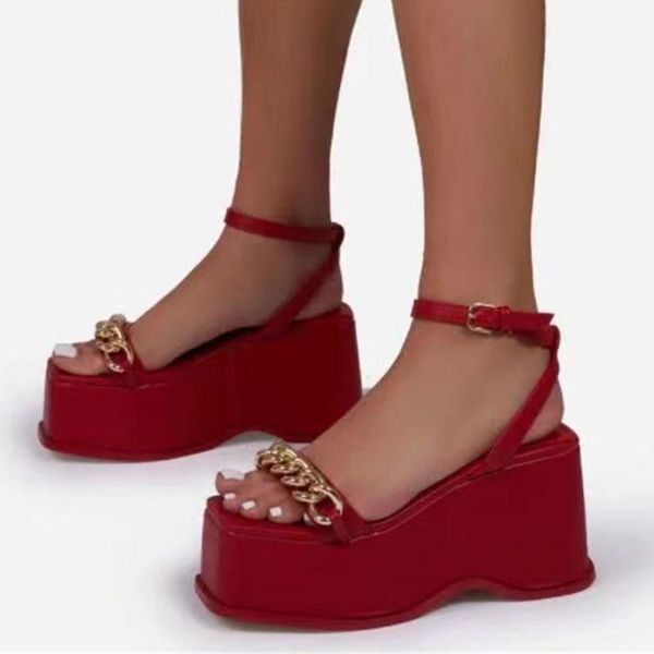 

sandals big size 43 brand design ladies summer platform fashion gothic wedges high heels women party street shoes woman, Black