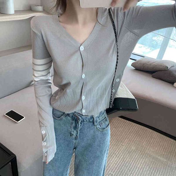 

women's sweaters cardigÃ£ solto fino com botÃµes, moda coreana, blusa sÃ³lida, primavera outono, listrado, gola v, de malha, femininos, r, White;black