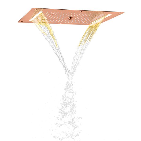 Moda Rose Gold 70x38 cm Chuva Chuva Cabeça LED Banheiro Multi Função Cachoeira Bubble Chuvas Atomizing