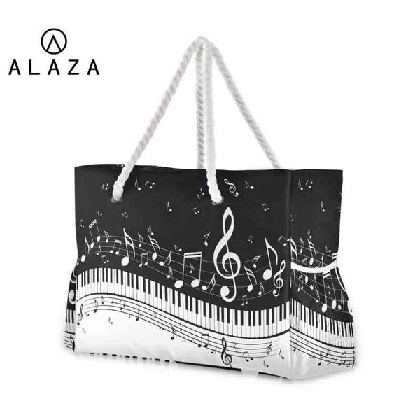 

shopping bag women's large capacity beach handbag, handbag with music notes, women's nylon shopping bag 220310