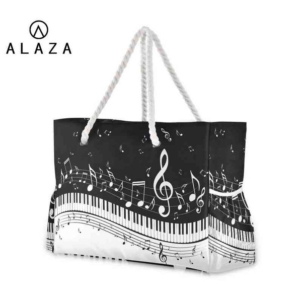 Shopping bag donna borsa da spiaggia grande capienza, borsetta con note musicali, shopping bag donna Nylon 220310