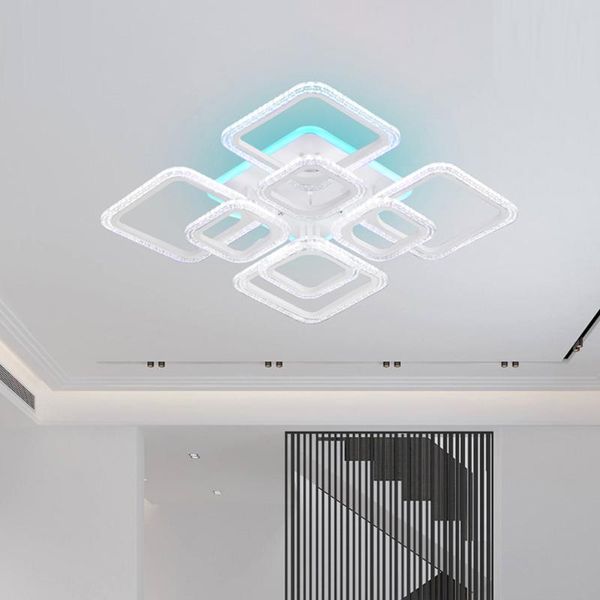 

2021 new lustre modern led chandeliers lights for living room kitchen bedroom kids' room dimmable art deco remote control white
