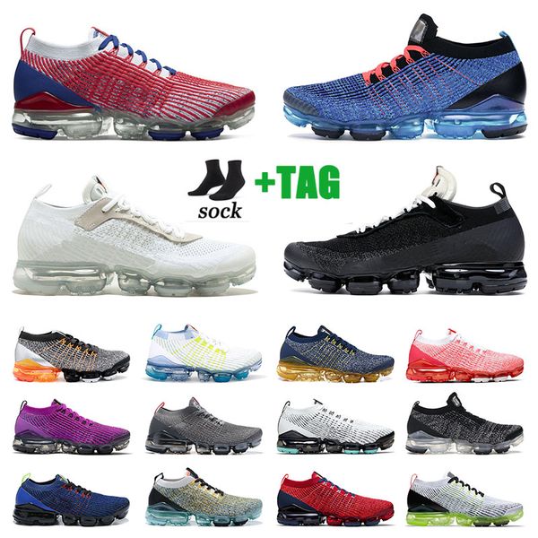 

vapourmax tn plus running shoes men women fly knit 3 triple black south beach off blue fury classic air vapour max white tns sports sneakers, White;red