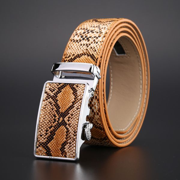

2021 genuine leather snake belt for men automatic buckle strap new ceinture mens belts luxury designer yeny, Black;brown