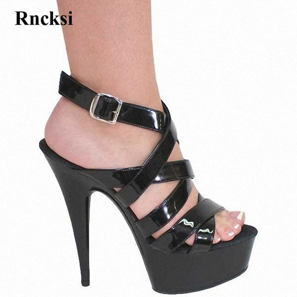 

sandals rncksi women spring summer fashionable and high-heeled 15 cm high heels wedding pole dance black