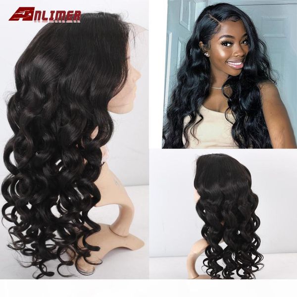 

anlimer lace front human hair wigs brazilian lace front wigs pre plucked remy human hair lace wigs 150% density, Black