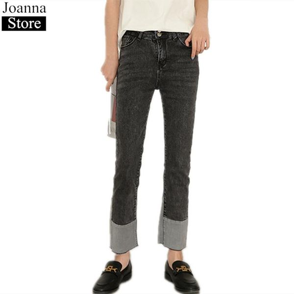 

women's jeans spring splice denim nine-points long pants women high waist slim elastic force ladies plus size casual wild trousers, Blue