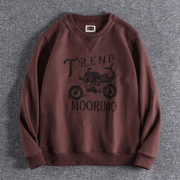 

2021 autumn and winter fleece thick warm youth amakaji retro motorcycle printed men's hoodies long sleeve coat 0458 i4p0, Black