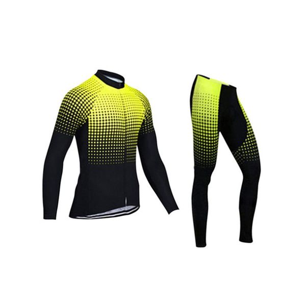 

racing sets 2021 long-sleeved cycling jersey suit professional team men's breathable outdoor sports bicycle mountain bike lining, Black;blue