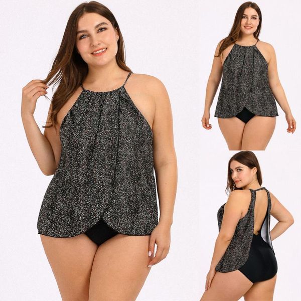 

women's swimwear 2021 women dot print tankini set bathing suit two piece swimsuit plus size biquini maillot de bain femme, White;black