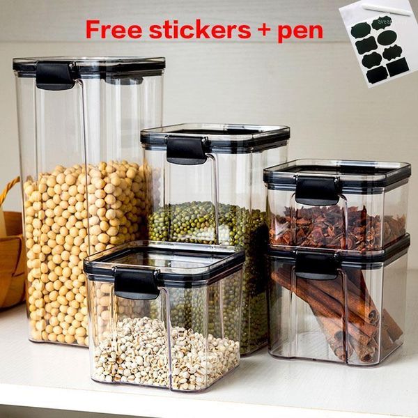 

storage bottles & jars 700mltransparent sealed jar plastic kitchen box nut coffee bean household grain