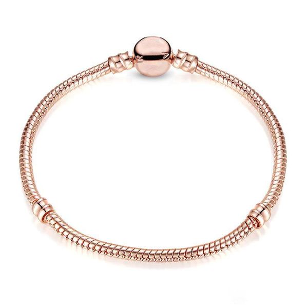 

1pcs drop shipping rose gold bracelets women snake chain charm beads for pandora bangle bracelet festival gift b018, Golden;silver