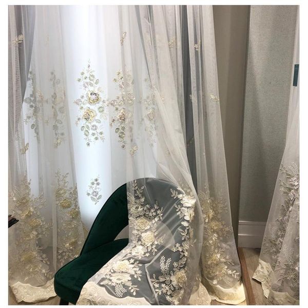 

curtain & drapes fresh and elegant pasted velvet embroidered window screen custom translucent for living dining room bedroom