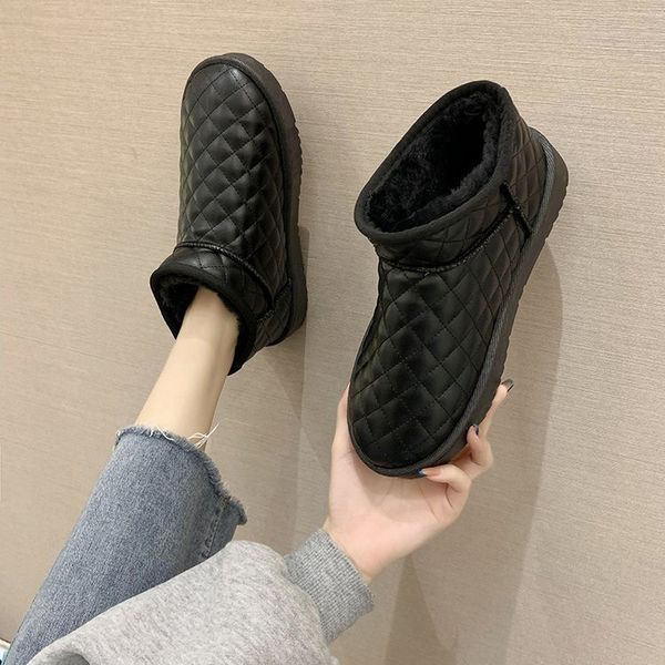 

boots women snow boots winter ankle wear casual shoes do not slip soft leather comfort plutonium 7jkn, Black