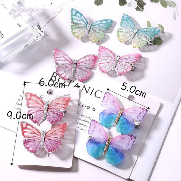 

new girls beautiful colorful simulation butterfly hair clips sweet hair ornament headband hairpins kids hair accessories 8 y2, Slivery;white