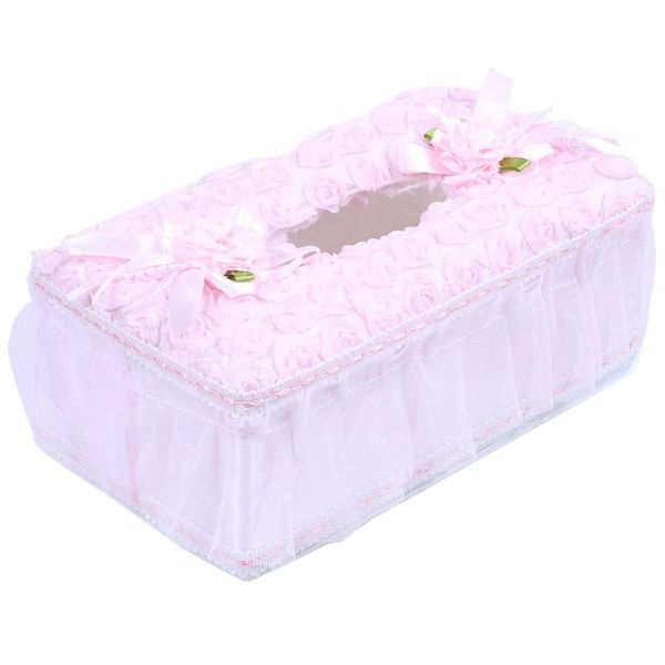 

home rectangle floral lace tissue box case napkin storage cover paper holder, pink