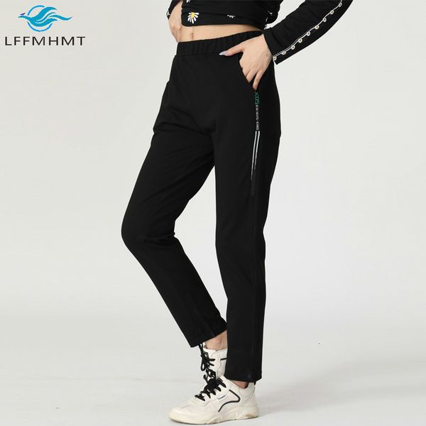 

2021 women autumn new fashion 100kg 4xl large size casual office lady korean style side print cotton chic trousers r3vq, Black;white