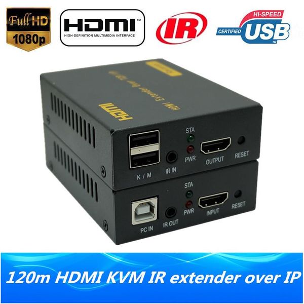 

120m usb kvm over ip extender hd 1080p kvm ir extender via rj45 cat5e cat6 cable support keyboard & mouse