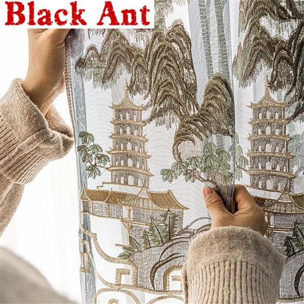 

high-end classical tulle curtain for living room window screen embroidery bedroom windows blinds drape chinese style x-jd849
