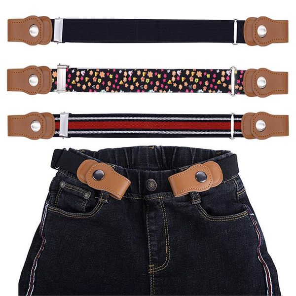 

belts 1pcs adjustable colorful children's elastic belt with smooth concealed buckle for little boy girl to prevent pants falling, Black;brown